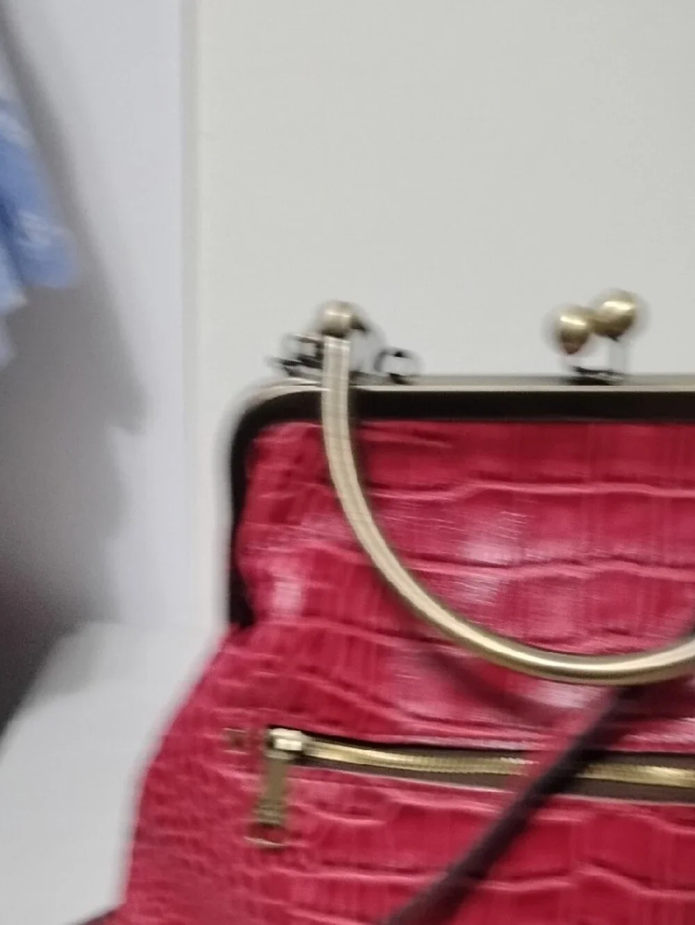 Patricia Nash Novella Frame Red Croc-Embossed Frame Satchel Handbag - Picture 2 of 12